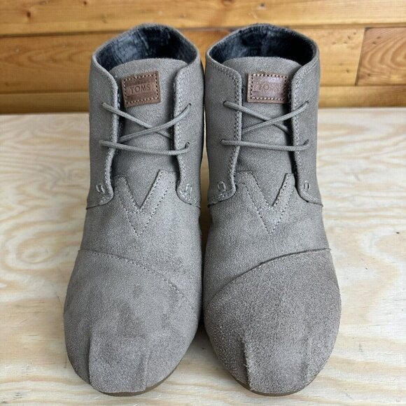 Toms Kala Chukka Wedge Boots. Size 11  Brown Leather. Lace Up - Picture 2 of 5